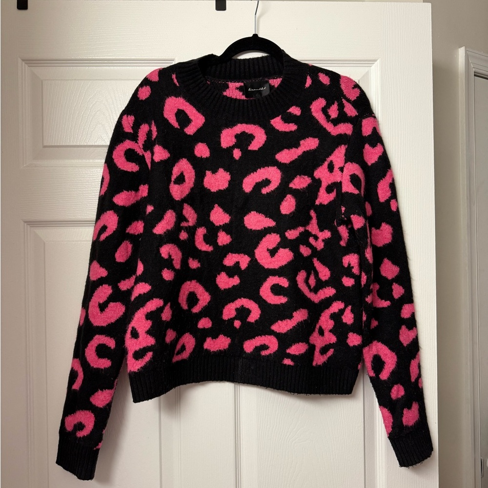Black and Pink Leopard Print Sweater